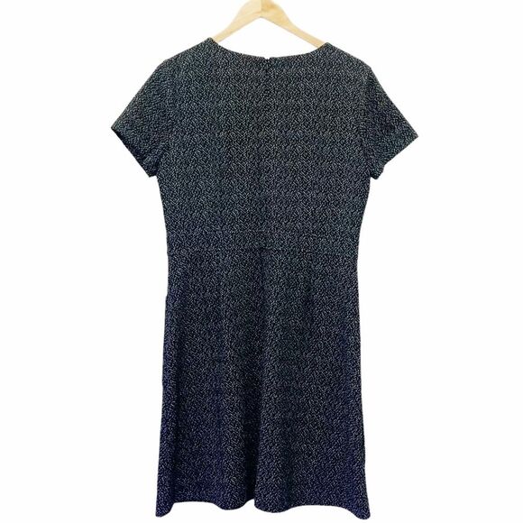 NWT LOFT Retro Tweed Fit & Flare Patch Pocket Mod Dress Black White Size 12 NEW - Picture 3 of 11